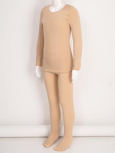 Hansber Kids Girls Thermal Underwear Set Soft Fleece Lined Dance Tops And Base Layer Winter Warm Bottom Suit