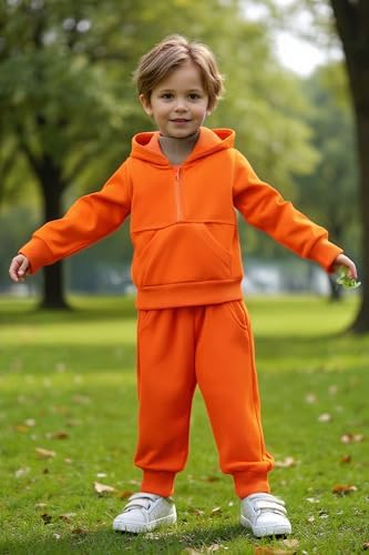 Happy Town Baby Clothes For Girls Boys Solid Color Half-Zip Sweatshirt And Sweatpants Outfits Set Fall Toddler Sweatsuit