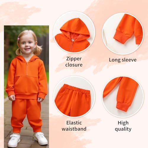 Happy Town Baby Clothes For Girls Boys Solid Color Half-Zip Sweatshirt And Sweatpants Outfits Set Fall Toddler Sweatsuit