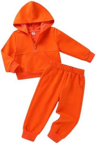 Happy Town Baby Clothes for Girls Boys Solid Color Half-Zip Sweatshirt and Sweatpants Outfits Set Fall Toddler Sweatsuit