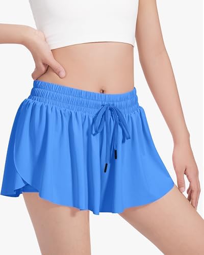 HASMES Girls Butterfly Shorts Teen Flowy Athletic Shorts For Running Dance Cheer 5-14Y