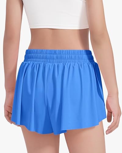HASMES Girls Butterfly Shorts Teen Flowy Athletic Shorts For Running Dance Cheer 5-14Y