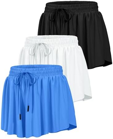 HASMES Girls Butterfly Shorts Teen Flowy Athletic Shorts for Running Dance Cheer 5-14Y