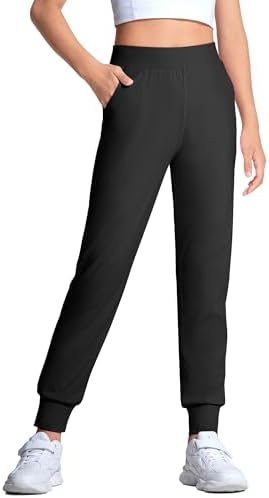 HASMES Girls Joggers Kids Athletic Pants with Pockets Active Pants for Running Yoga Dance Activewear