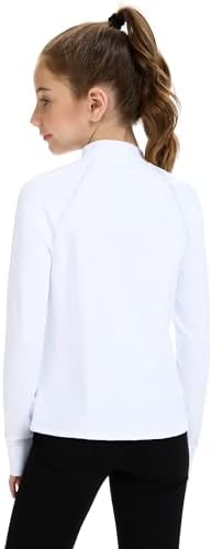 HASMES Girls Long Sleeve Shirt Kids Turtleneck Athletic T-Shirt Sports Activewear Yoga For Teens(Age 7-14)