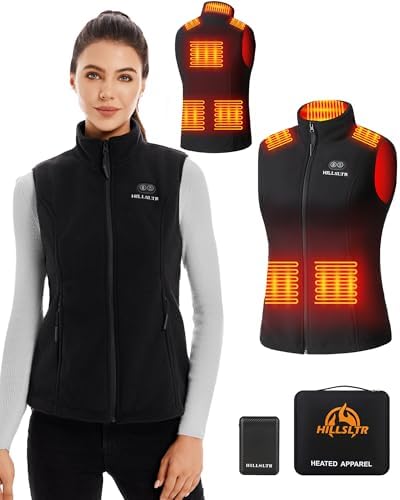Heated Fleece Vest for Women with 7.4V 12000mAh Battery Pack - Lightweight Electric Heating
