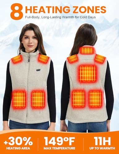 Heated Vest Women With 18400mAh 7.4V Battery Fuzzy Fleece Warming Vest With Pockets Washable Electric Vests