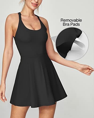 Heathyoga Tennis Dress With Built In Shorts And Bra Athletic Dress For Women Summer Cut Out Twisted Golf Workout Dress