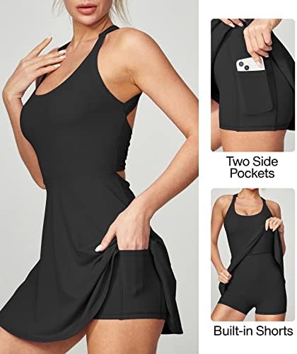 Heathyoga Tennis Dress With Built In Shorts And Bra Athletic Dress For Women Summer Cut Out Twisted Golf Workout Dress