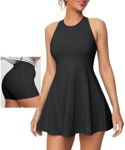 Heathyoga Womens Tennis Dress with Shorts Underneath Athletic Dress for Women Summer Romper Dresses with Pockets Golf Outfits
