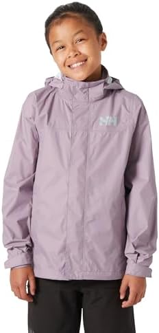 Helly-Hansen Jr Loke Jacket Unisex Raincoat with YKK Zipper Detachable Hood Adjustable Cuffs Recycled Material