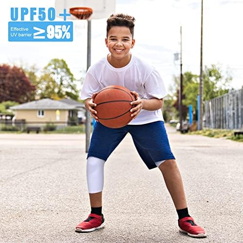 Hercicy 2 Packs Boys' Youth One Leg 3/4 Compression Tights For Football Basketball Capri Tights Athletic Base Layer Pants