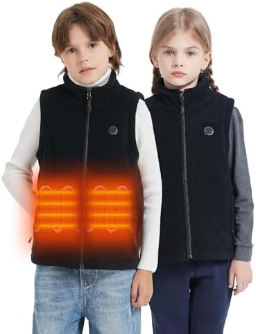 HEWINZE Kids Heated Vest Fleece vest for Kids Electric Heating Warming Vest with 5V Battery Pack