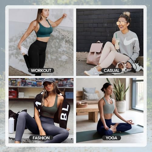 High Waisted Leggings For Women - No See Through Tummy Control Cycling Workout Yoga Pants With Pockets Reg & Plus