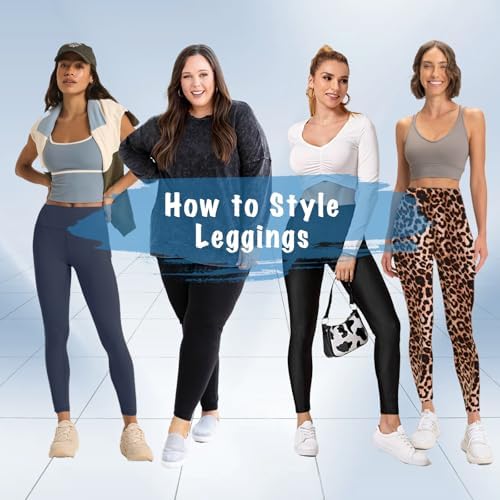 High Waisted Leggings For Women - No See Through Tummy Control Cycling Workout Yoga Pants With Pockets Reg & Plus