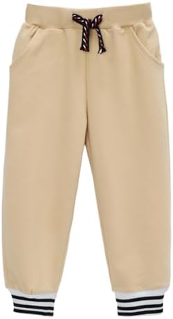 HILEELANG Toddler Boys Cotton Jogger Sweatpants 3 Pack Soft Adjust Elastic Waist Pants With Pockets Sizes 12M-7T
