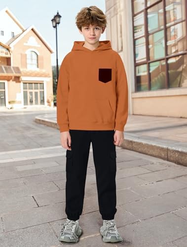 Hipea Boys Clothes Long Sleeve Hooded With Chest Pocket Cargo Pants With Side Pockets 2PCS Sets