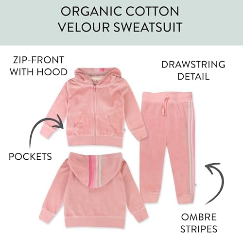 HonestBaby Velour Pullover Hoodie And Zip Front Sweatshirt And Jogger Sweatpants Set Baby Toddler Boys Girls
