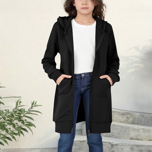 Hoodies For Teen Girls - Fleece Long Zip Up Sweatshirt Jacket Fall Winter Fashion Outfits Kids Clothing 5-14 Years