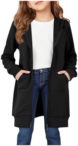 Hoodies For Teen Girls - Fleece Long Zip Up Sweatshirt Jacket Fall Winter Fashion Outfits Kids Clothing 5-14 Years