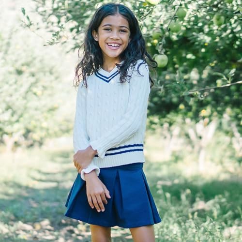 Hope & Henry Girls Cable Front Pullover Sweater