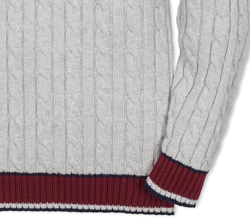Hope & Henry Men's Long Sleeve Herringbone Cable Pullover Sweater
