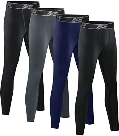 HOPLYNN 4 Pack Youth Boy’s Compression Pants Leggings Tights Athletic Base Layer Under Pants Gear for Football Sports