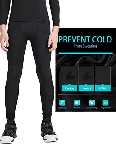 HOPLYNN 4 Pack Youth Boy’s Compression Pants Leggings Tights Athletic Base Layer Under Pants Gear For Football Sports