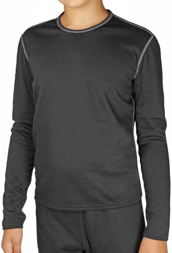 Hot Chillys Youth Pepper Bi-Ply Crewneck Midweight Relaxed Fit Base Layer - UPF 30 Thermal Underwear Long Sleeve Top