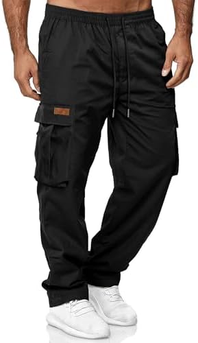 HOTake Men's Casual Cargo Sweatpants Waist Drawstring Joggers Hiking Tactical Pants for Men with Pockets