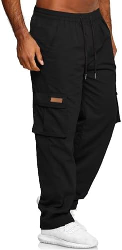 HOTake Men's Casual Cargo Sweatpants Waist Drawstring Joggers Hiking Tactical Pants For Men With Pockets