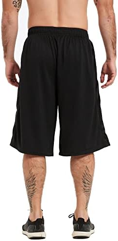 HQUEC Men's 12" Athletic Shorts Long Basketball Workout Shorts Below Knee Loose-Fit With Pockets