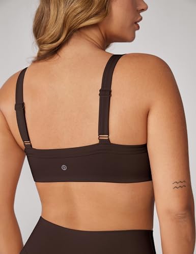 Hugcurve Adjustable Sports Bra Square Neck Wireless Padded Yoga Workout Tops