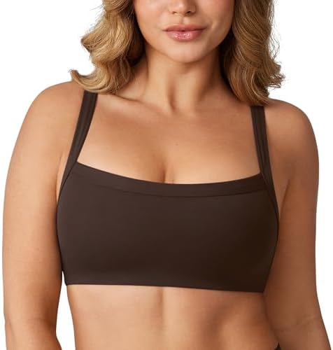 Hugcurve Adjustable Sports Bra Square Neck Wireless Padded Yoga Workout Tops