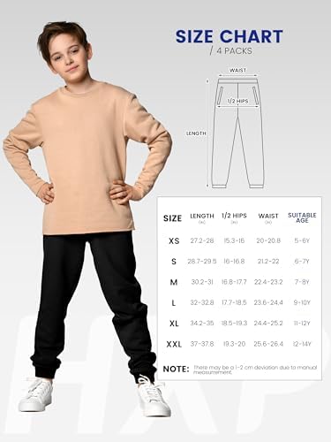 HXP 4 Pack Boys Sweatpants Boys Joggers Cotton Youth Active Soft Sweatpants Kids Pocket Drawstring Joggers Pants