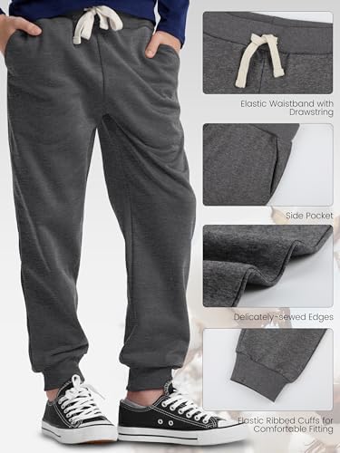 HXP 4 Pack Boys Sweatpants Boys Joggers Cotton Youth Active Soft Sweatpants Kids Pocket Drawstring Joggers Pants