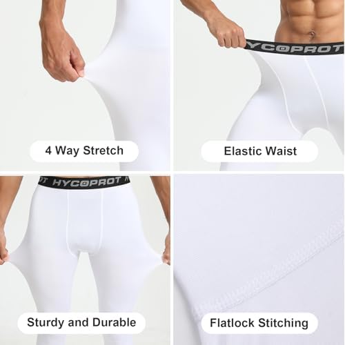 HYCOPROT Men's Compression Pants Athletic Leggings Base Layer Cool Dry Workout Tights For Running Yoga Gym Basketball