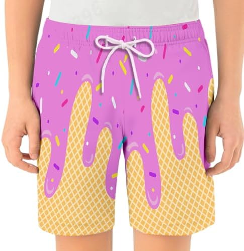 Ice Cream Shorts Boys Summer Cute Preppy Ice Cream Drip Baseball Lifestyle 101 Shorts Elastic Waist Active Track Short Pants