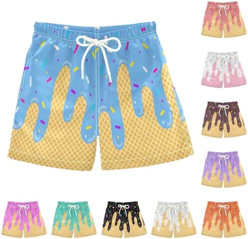 Ice Cream Shorts Boys Summer Cute Preppy Ice Cream Drip Baseball Lifestyle 101 Shorts Elastic Waist Active Track Short Pants