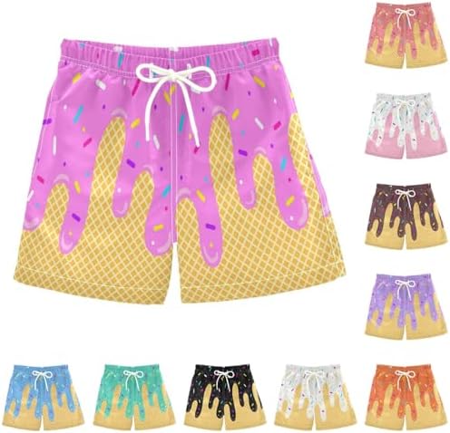 Ice Cream Shorts Boys Summer Cute Preppy Ice Cream Drip Baseball Lifestyle 101 Shorts Elastic Waist Active Track Short Pants