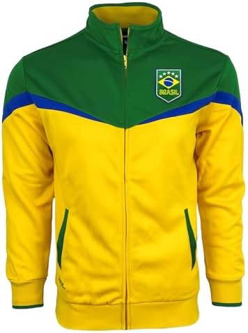 Icon Sports Boy's Brasil Soccer Track Jacket Youth Sizes Brazil Football Full Zip Jacket