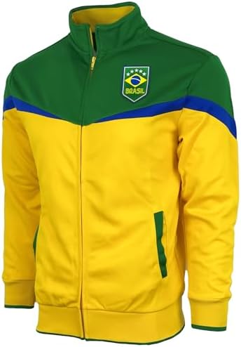 Icon Sports Boy's Brasil Soccer Track Jacket Youth Sizes Brazil Football Full Zip Jacket