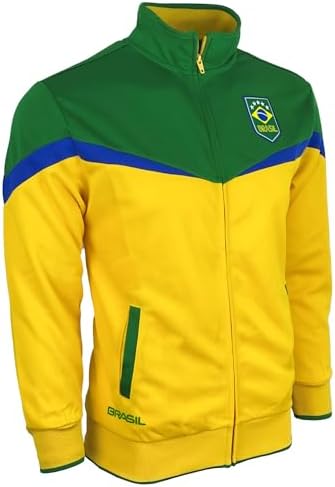 Icon Sports Boy's Brasil Soccer Track Jacket Youth Sizes Brazil Football Full Zip Jacket