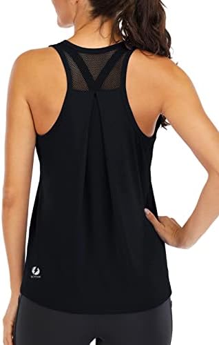 ICTIVE Workout Tops for Women Loose Fit Racerback Mesh Backless Muscle Tank Running Shirts