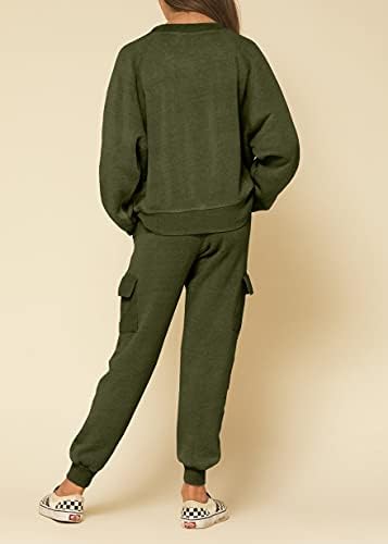 Imily Bela Kids Girls Sweatsuit Lounge Sets Crewneck Sweatshirt Casual Drawstring Sweatpants With Pocket