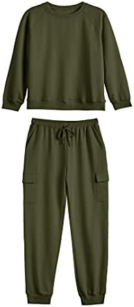 Imily Bela Kids Girls Sweatsuit Lounge Sets Crewneck Sweatshirt Casual Drawstring Sweatpants With Pocket