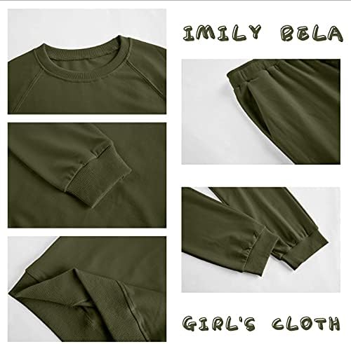 Imily Bela Kids Girls Sweatsuit Lounge Sets Crewneck Sweatshirt Casual Drawstring Sweatpants With Pocket