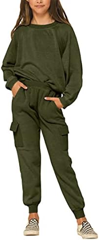 Imily Bela Kids Girls Sweatsuit Lounge sets Crewneck Sweatshirt Casual Drawstring Sweatpants with Pocket