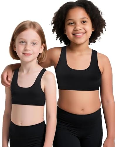 IMucci Sports Bra For Girls U-Shaped Training Bra With Removable Pads Scoop Neck For Teens Kids Yoga Sports Dance Bra