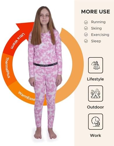 INNERSY Girls' Thermal Underwear Lightweight Kids Base Layer Top Bottom 8-15 Years Long Shirt Johns Set